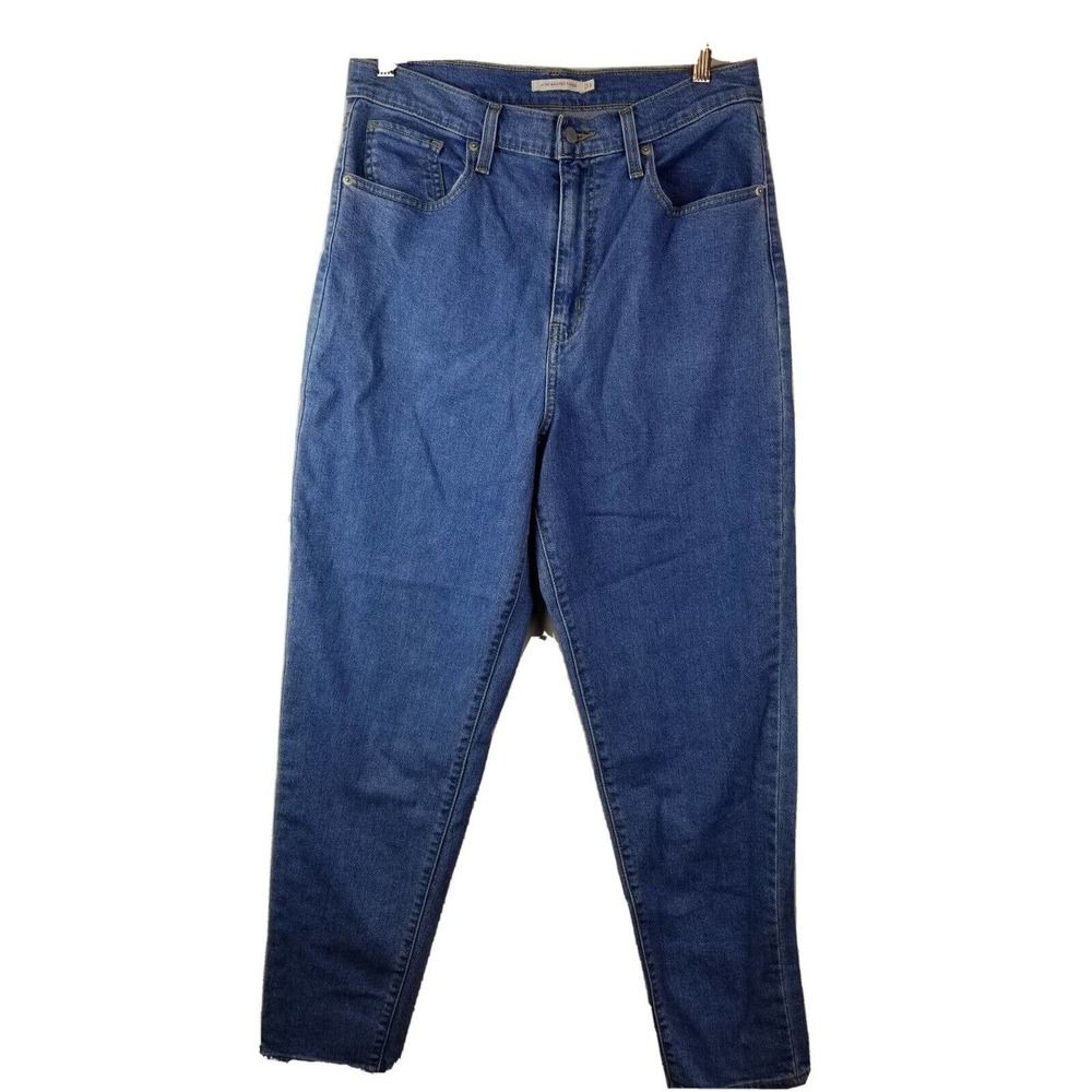 Levis Womens Mom Jeans 31 High Waisted Taper Blue Medium Wash Straight